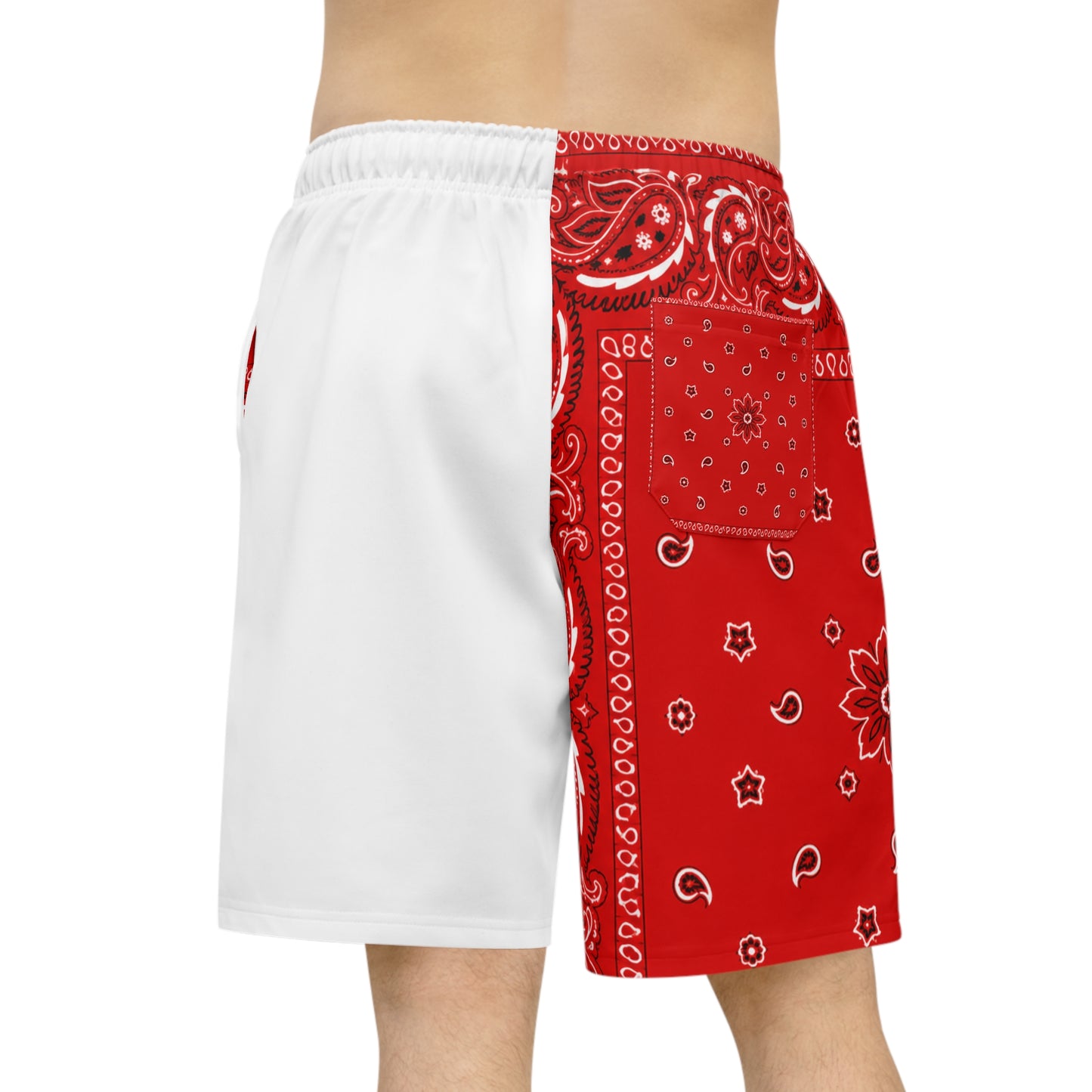 Bandana Print Athletic Shorts — Red Paisley AOP Activewear