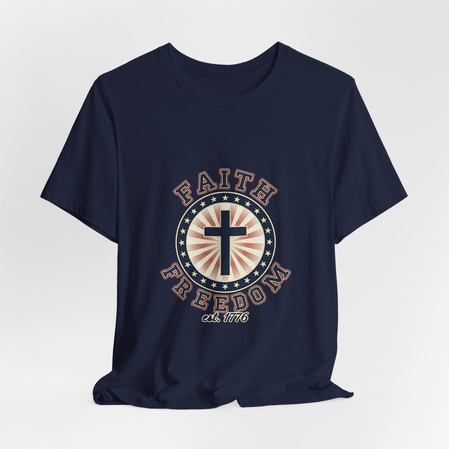 Faith & Freedom cross tee, Patriotic Vintage Americana July 4th