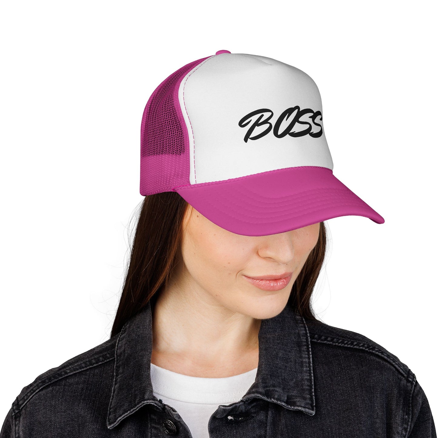 BOSS Trucker Cap — Bold Script Mesh Back Hat for Leaders & Street Style