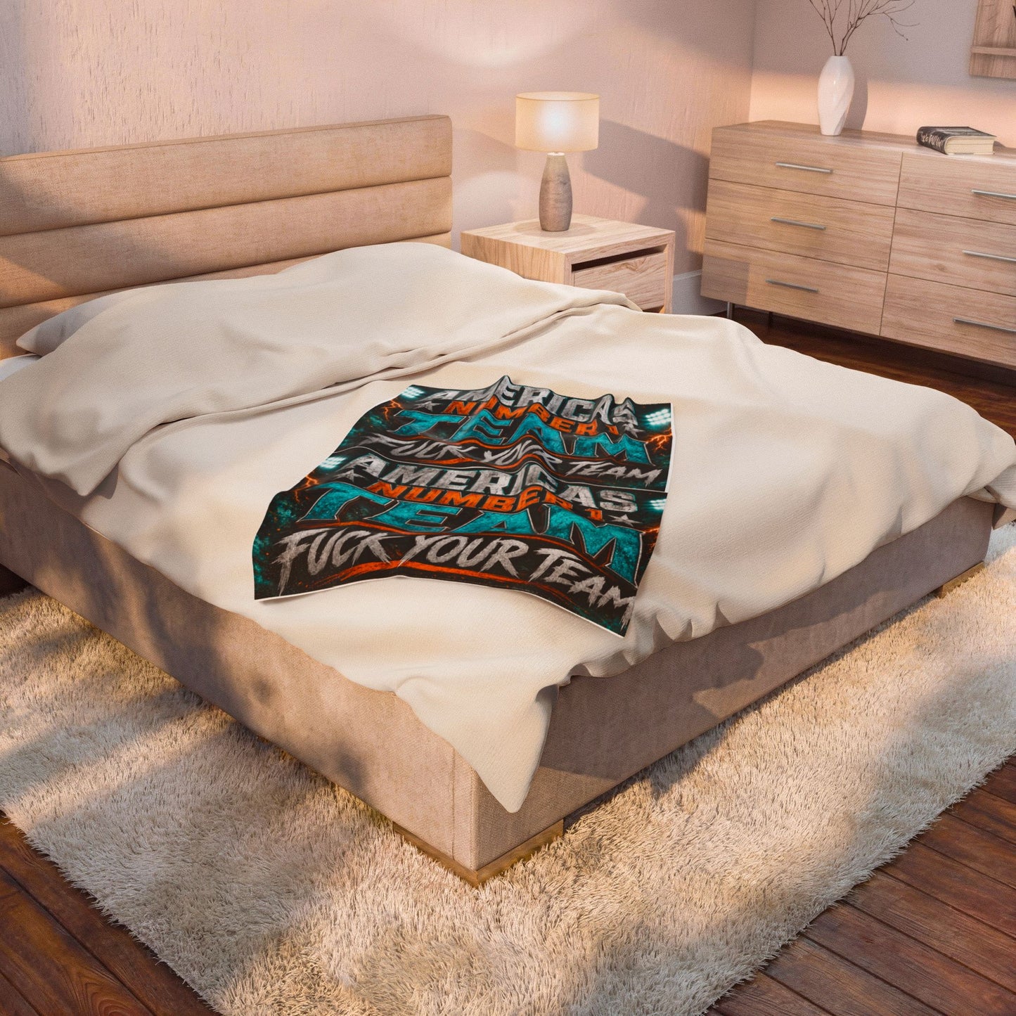Velveteen Blanket — "America's Number 1 Team / F*** Your Team" Graphic Plush Throw