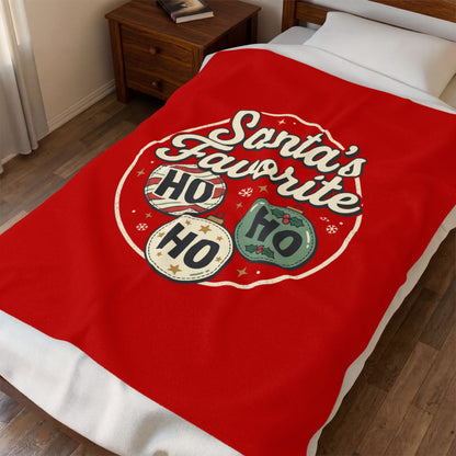 Velveteen Blanket — "Santa's Favorite" HO HO HO Christmas Plush Throw