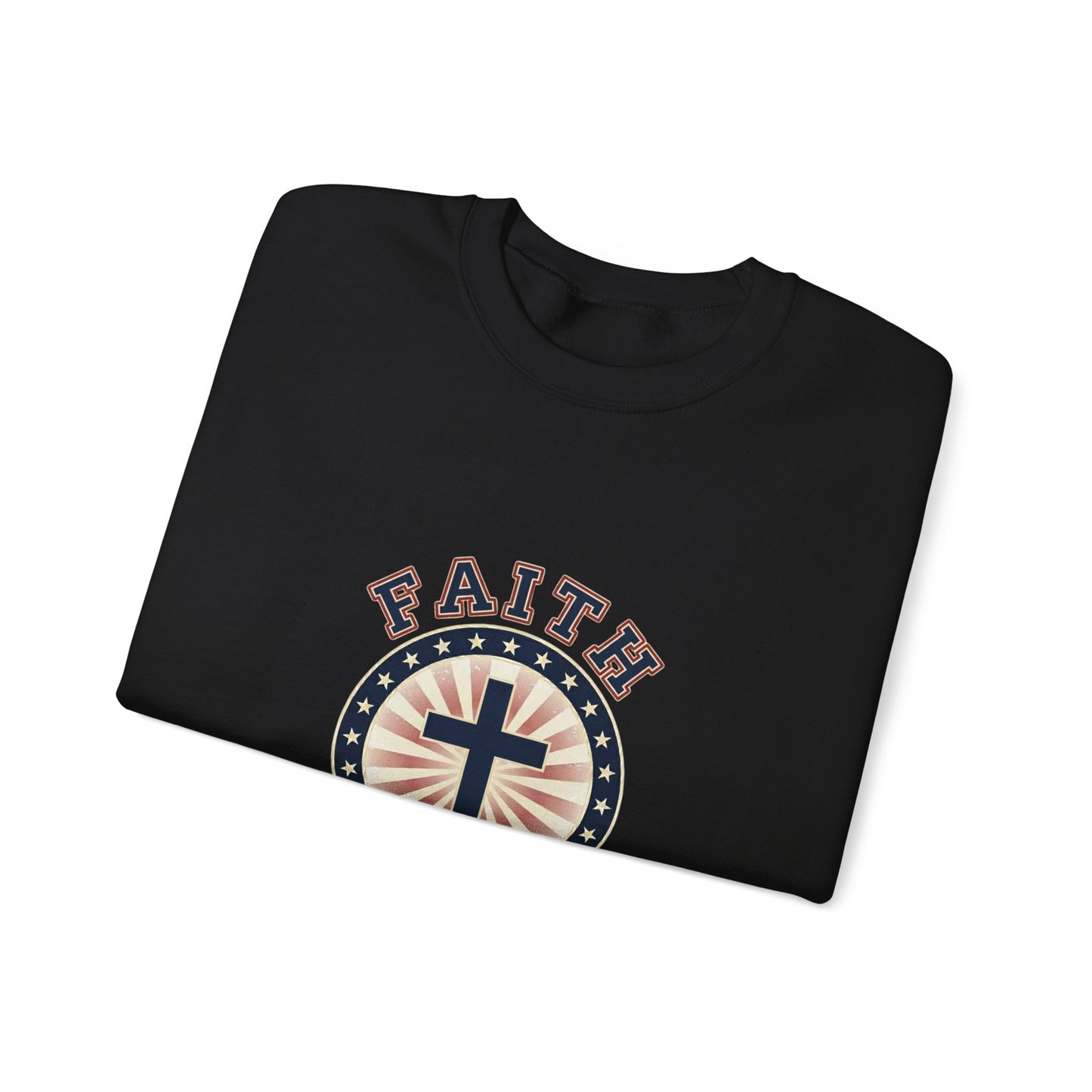 Faith & Freedom Cross Crewneck Sweatshirt, patriotic faith-based vintage Americana