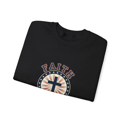 Faith & Freedom Cross Crewneck Sweatshirt, patriotic faith-based vintage Americana