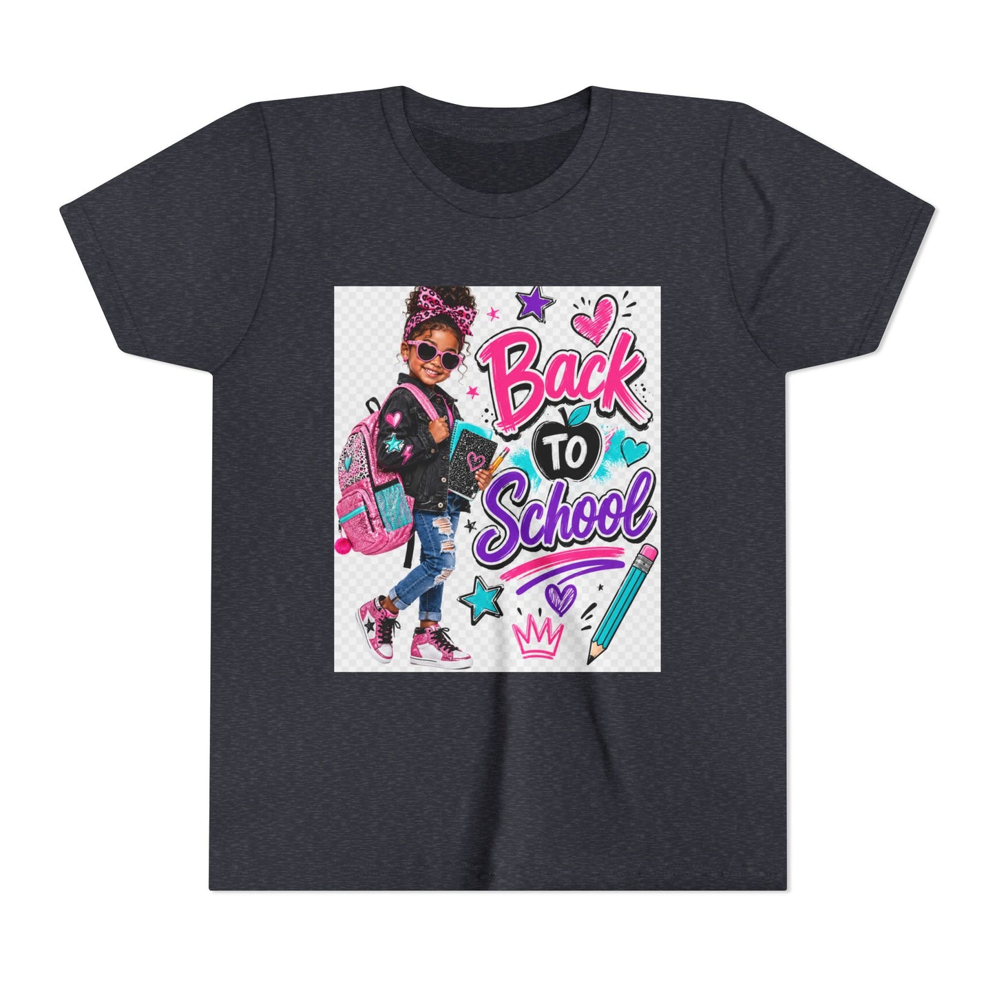 Back to School Kids Tee — Colorful Girl Backpack Design