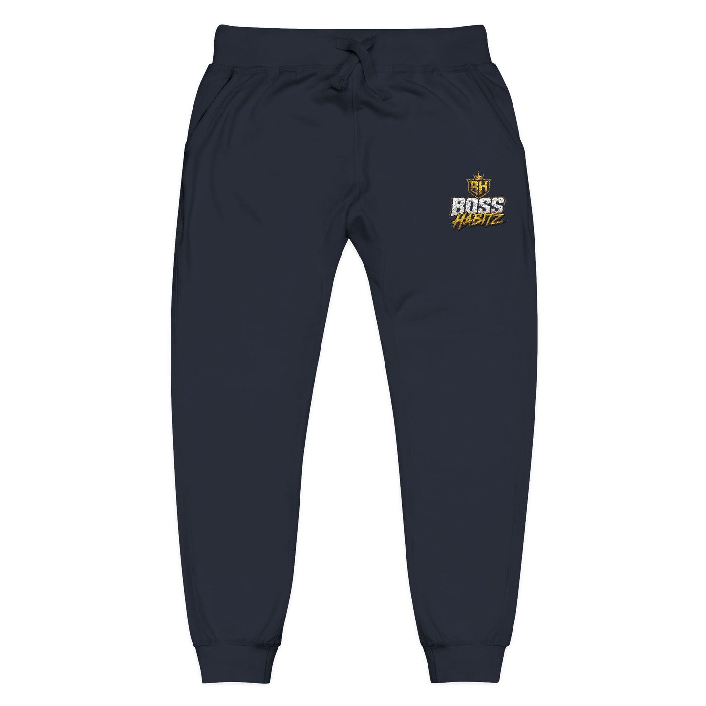 Embroidered White Fleece Sweatpants — Cozy 'Good Vibes' Accent