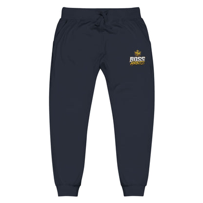 Embroidered White Fleece Sweatpants — Cozy 'Good Vibes' Accent