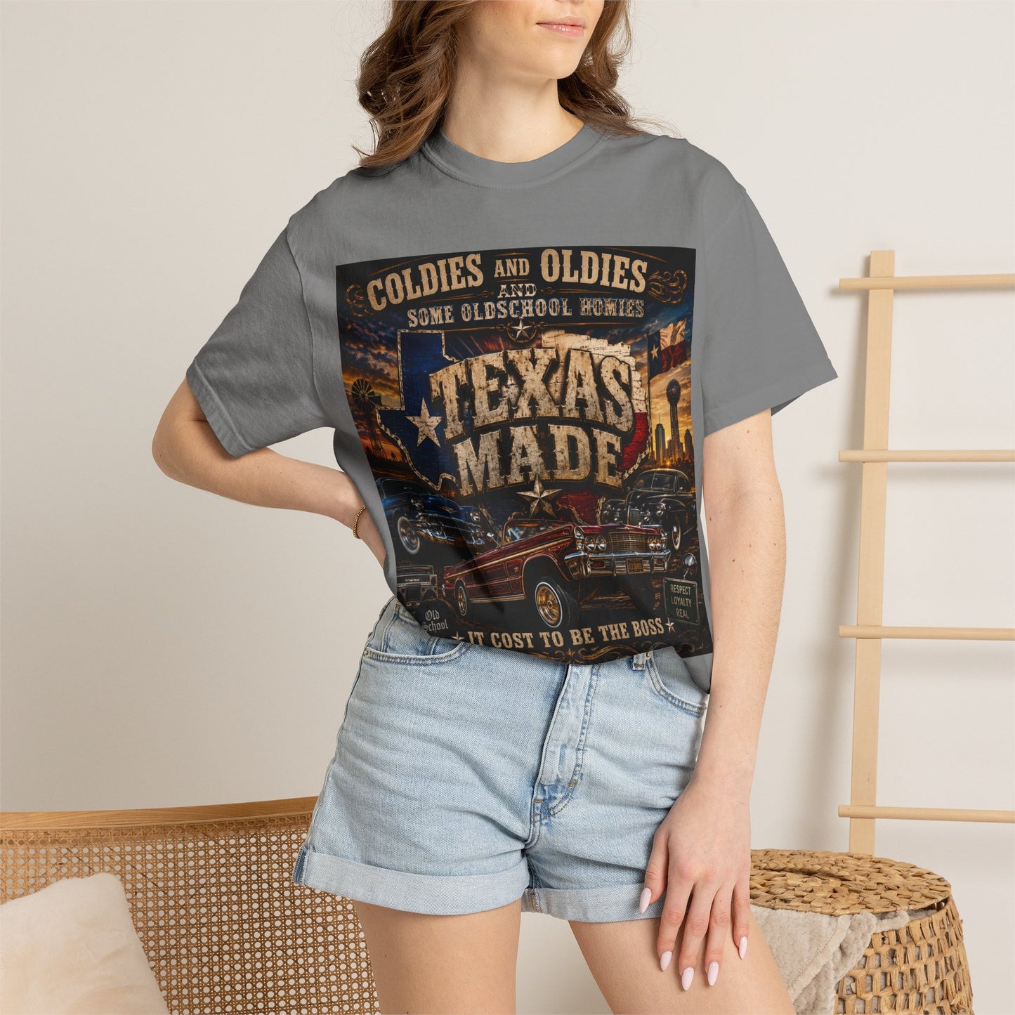 Texas Made Vintage Car T-Shirt — "Hello Motha Fuckaaaa" Back Print