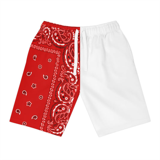 Bandana Print Athletic Shorts — Red Paisley AOP Activewear