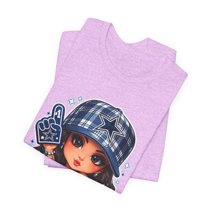 Cowboys Fan Girl T‑Shirt — Cute Tattooed Cheerleader Design