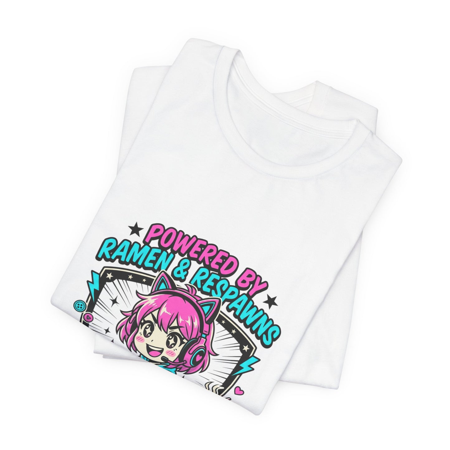 Late Night Anime Gamer Tee | chibi kawaii, manga panel, neon pastel aesthetic