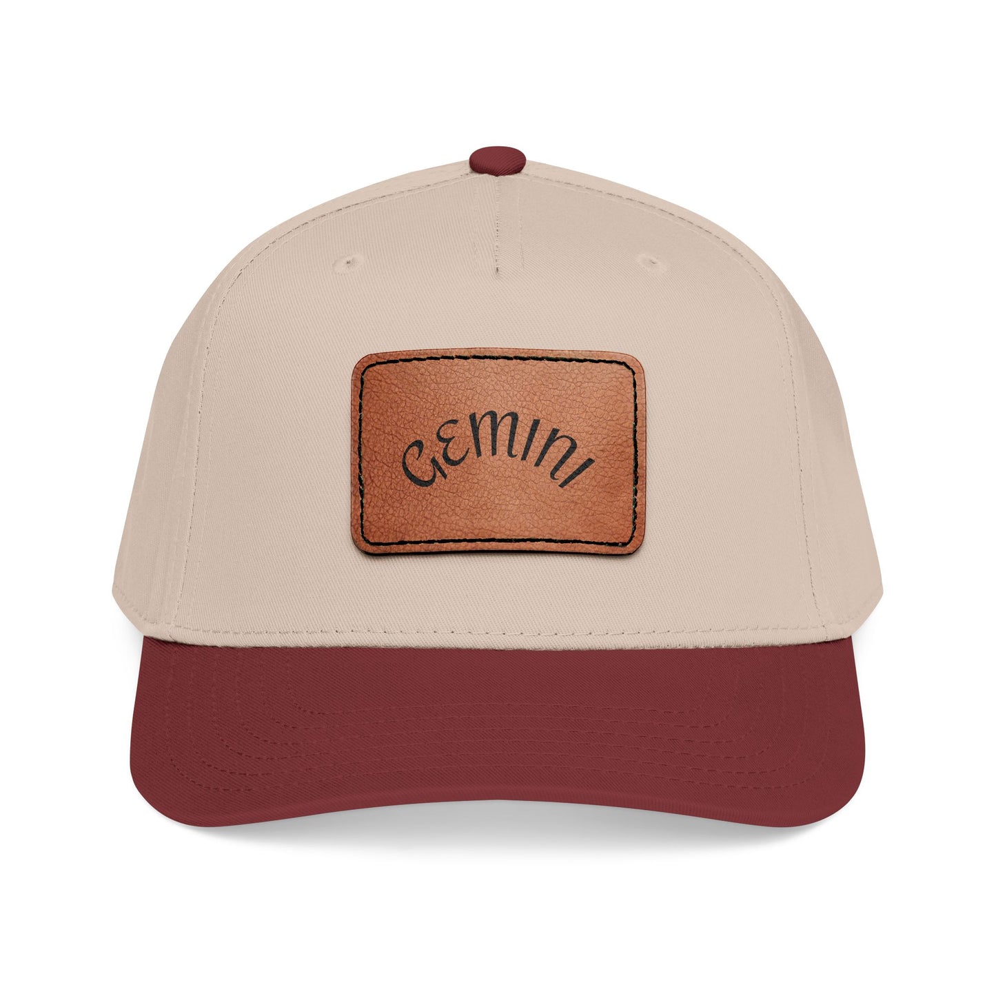 Mid Profile Baseball Cap with Leather Patch (Rectangle)