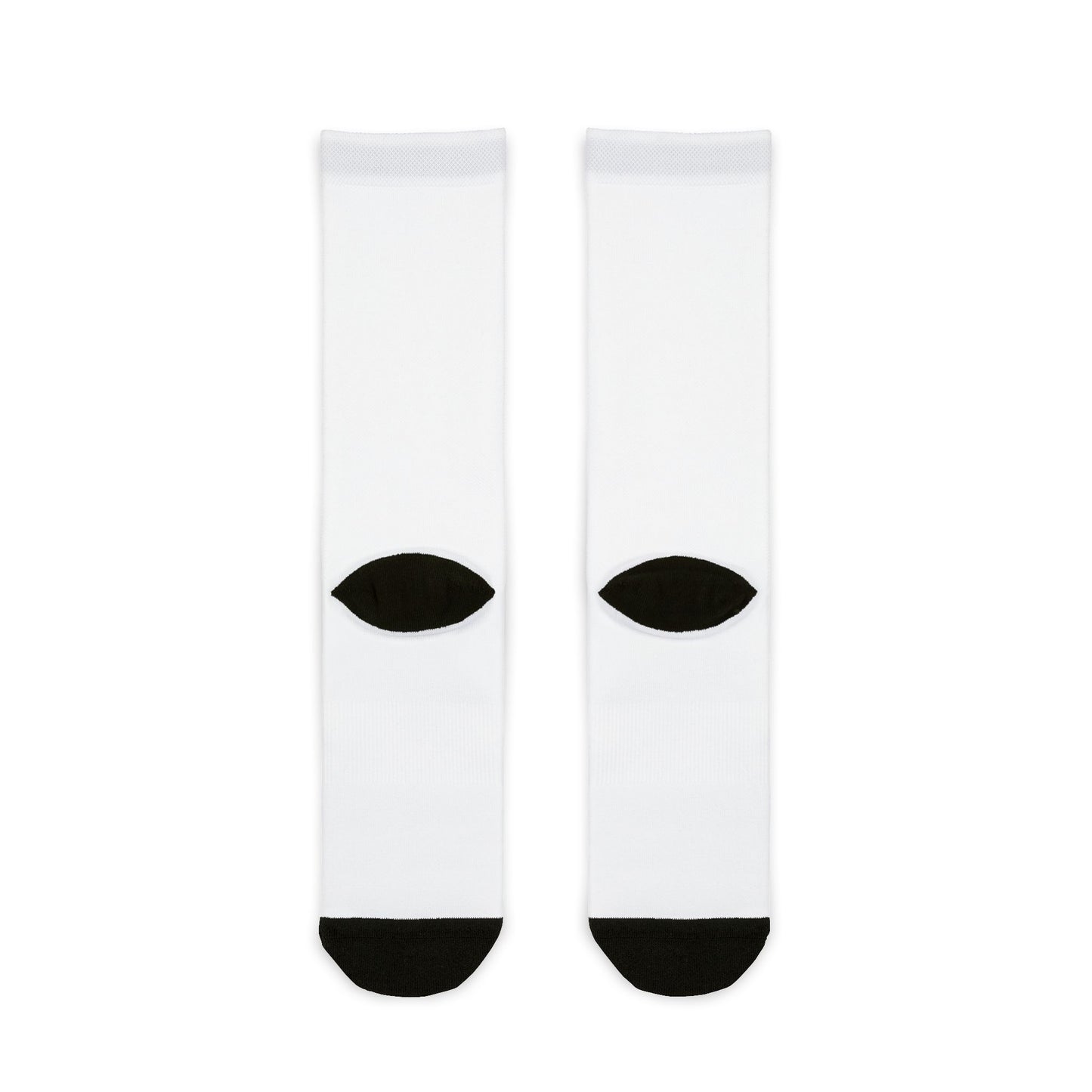 Peanuts Logo Sublimation Crew Socks — White Crew Socks with Repeating "Peanuts" Badge