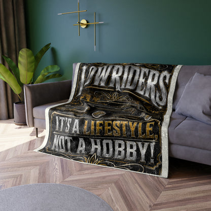 Lowriders Crushed Velvet Blanket – "It's a Lifestyle Not a Hobby" Vintage Car Throw