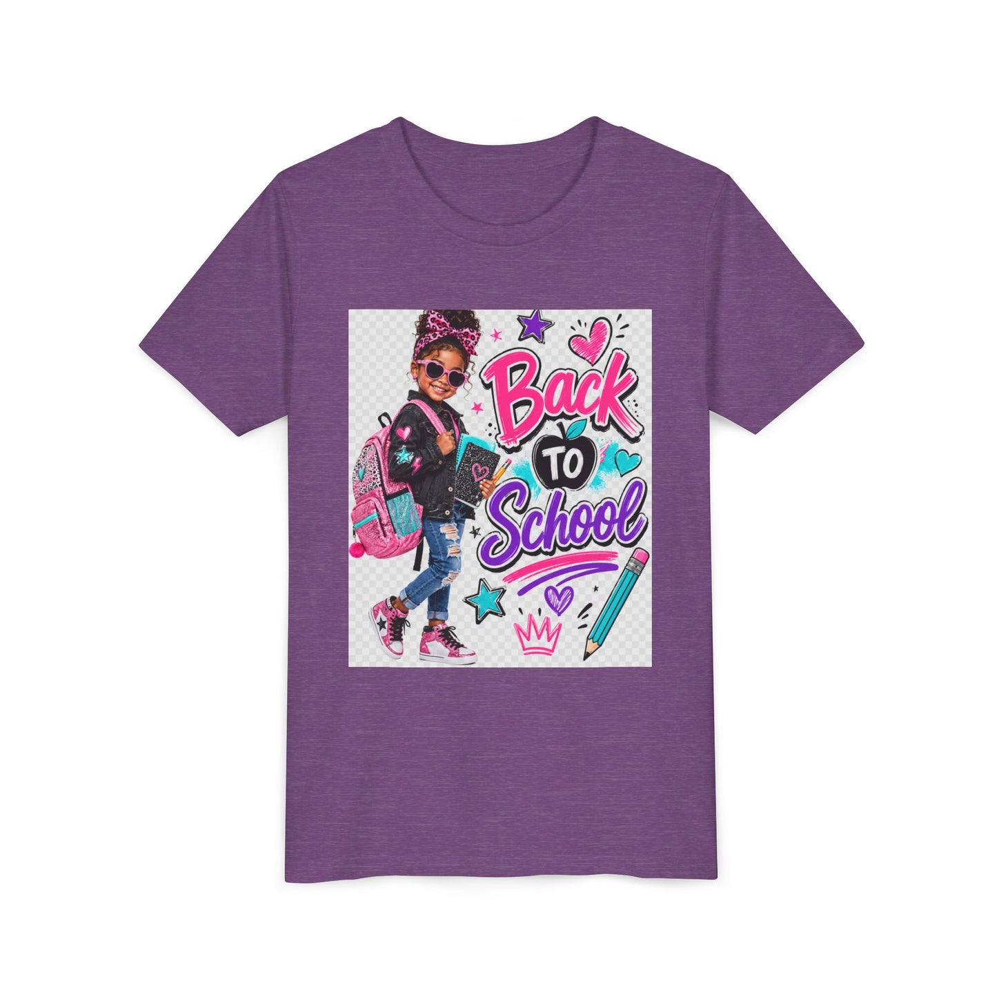 Back to School Kids Tee — Colorful Girl Backpack Design