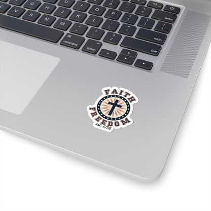 Faith & Freedom Cross Sticker | Patriotic, Faith-Based 4th of July