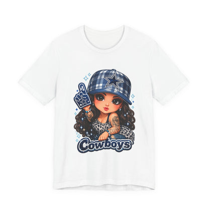 Cowboys Fan Girl T‑Shirt — Cute Tattooed Cheerleader Design
