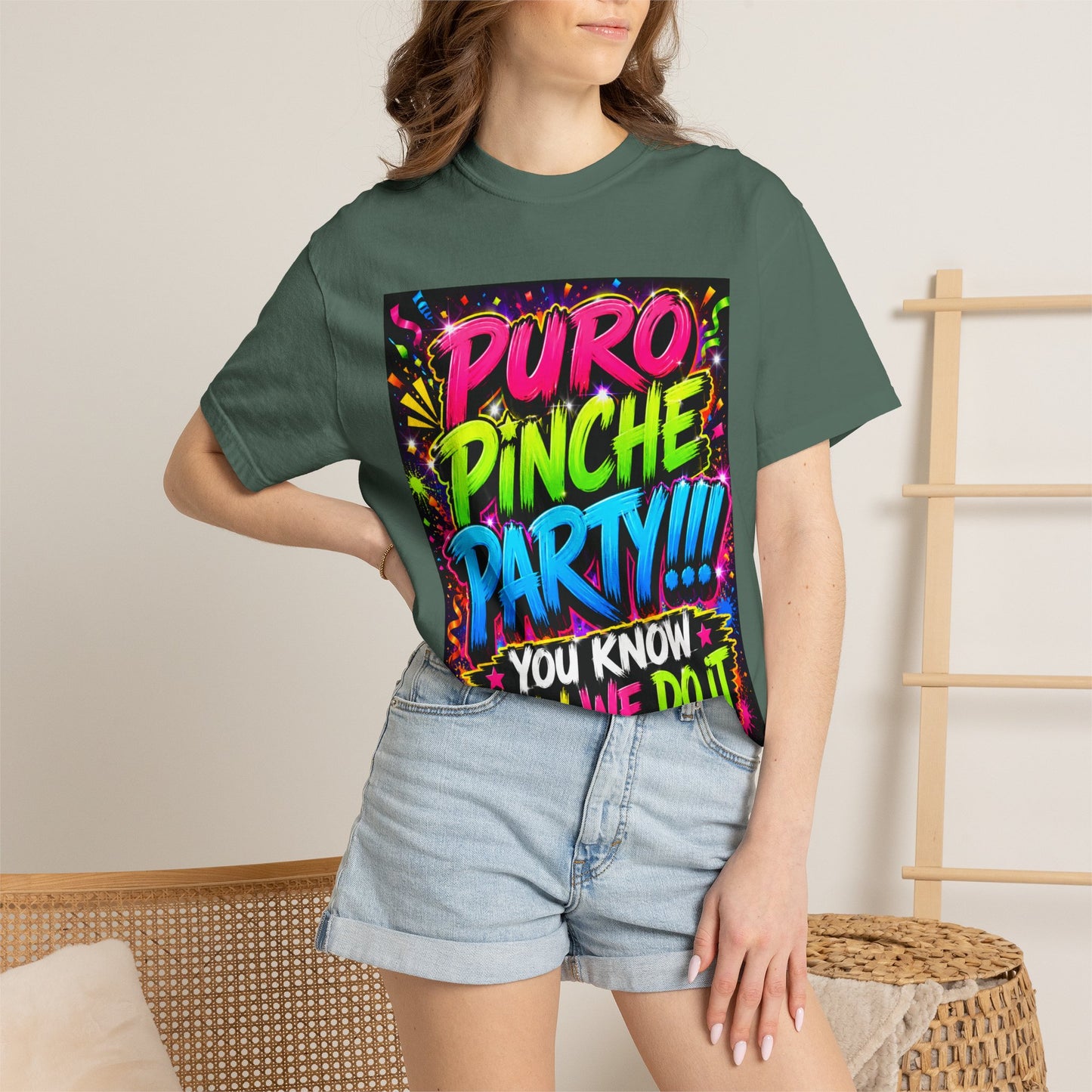 Puro Pinche Party T-Shirt — Neon Fiesta Graphic Tee (You Know How We Do It)