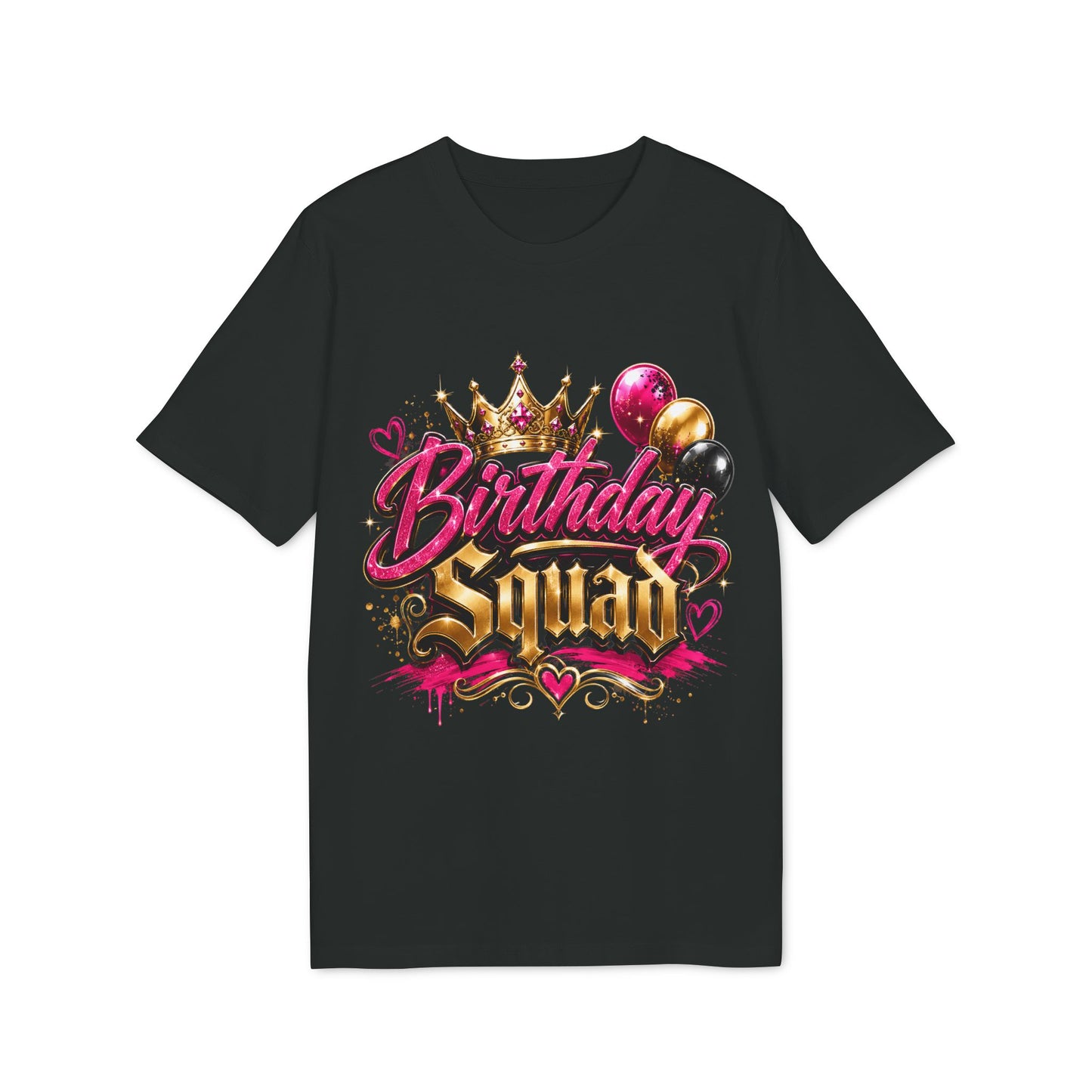 Birthday Squad T-Shirt — Glam Crown & Balloons Party Tee