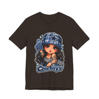 Cowboys Fan Girl T‑Shirt — Cute Tattooed Cheerleader Design
