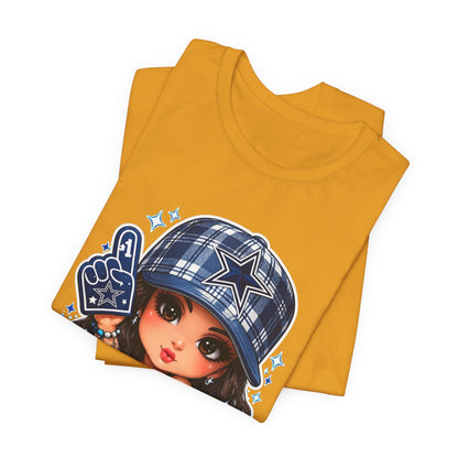 Cowboys Fan Girl T‑Shirt — Cute Tattooed Cheerleader Design