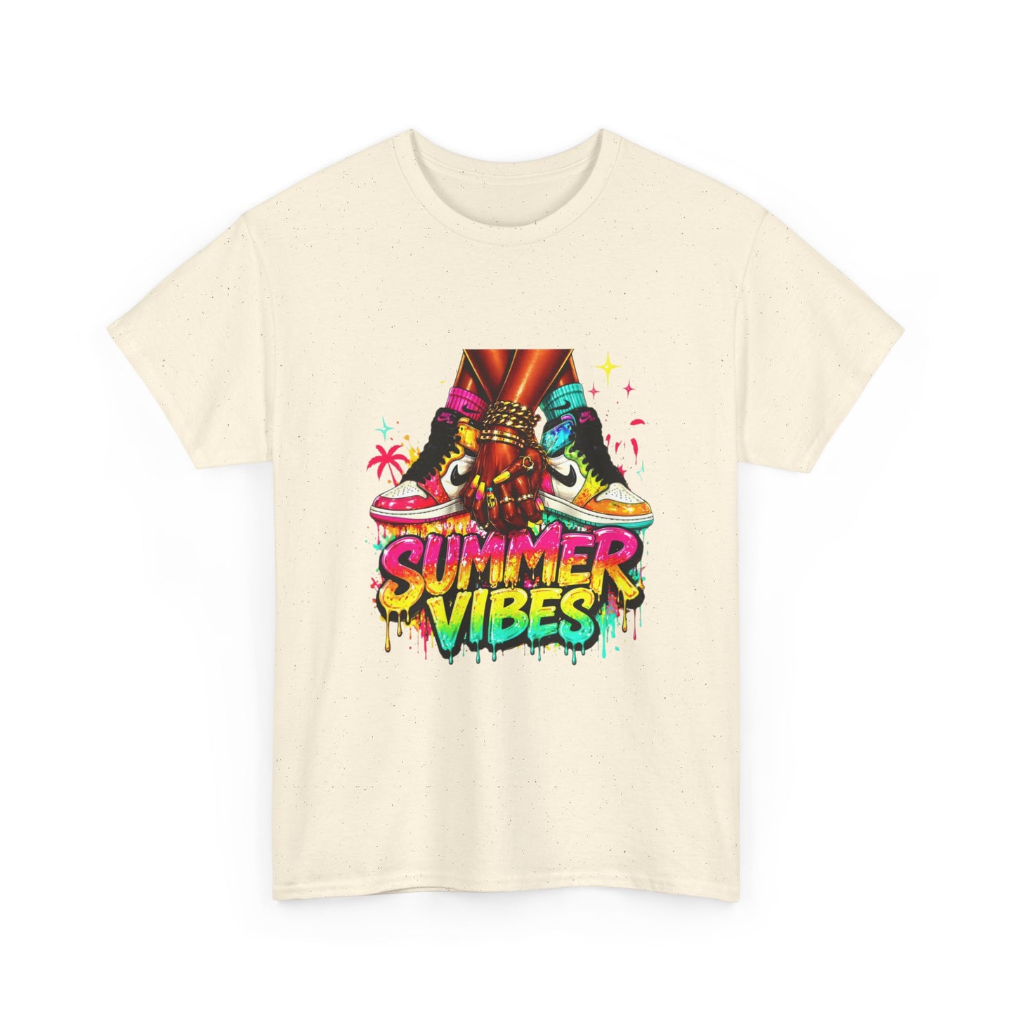 Summer Vibes T-Shirt — Colorful Tropical Skateboard Graphic Tee
