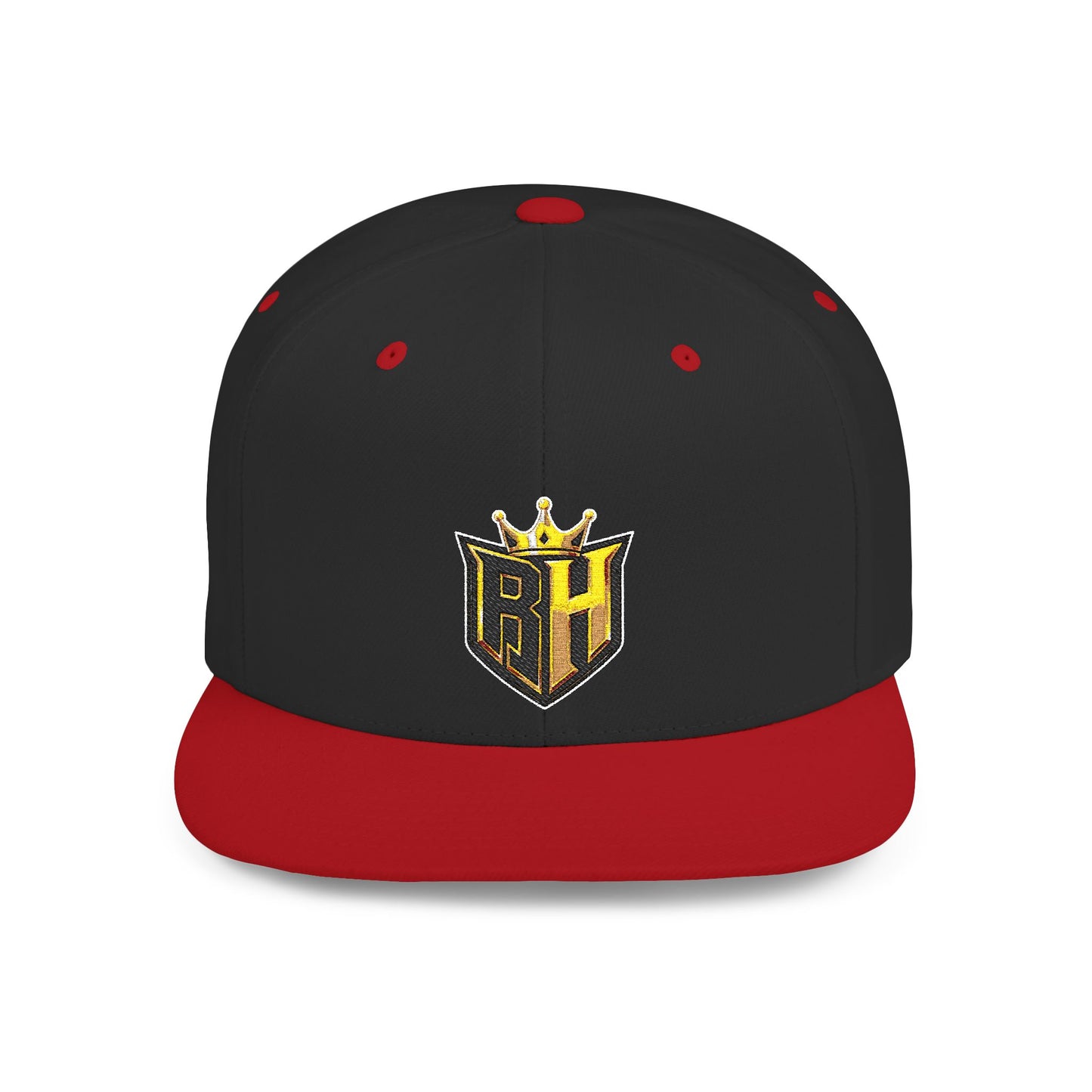 Snapback Hat — Gold Crown Shield Logo Flat Bill Cap