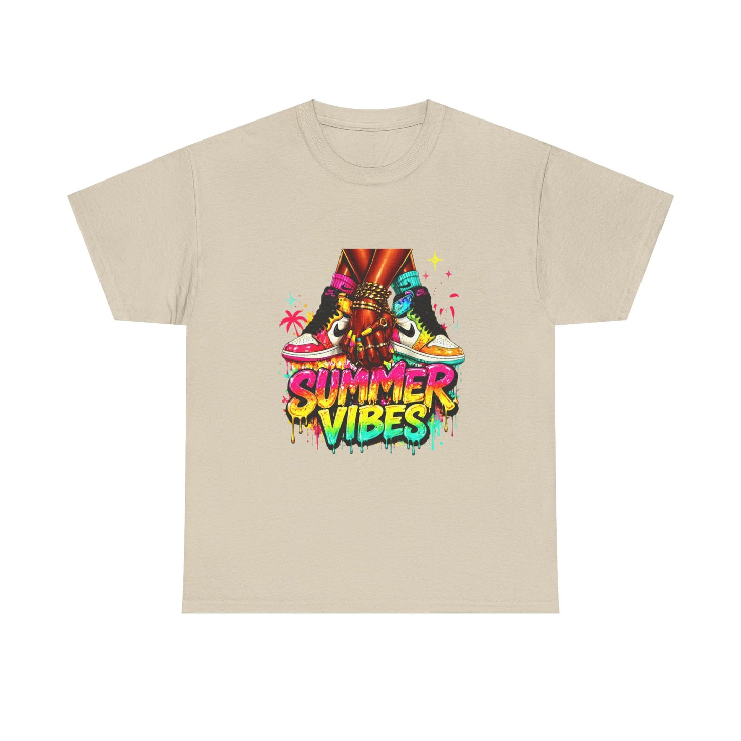 Summer Vibes T-Shirt — Colorful Tropical Skateboard Graphic Tee