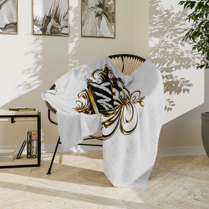 Velveteen Microfiber Blanket — "Chingón y Nada Más" Gold Crown Decorative Throw