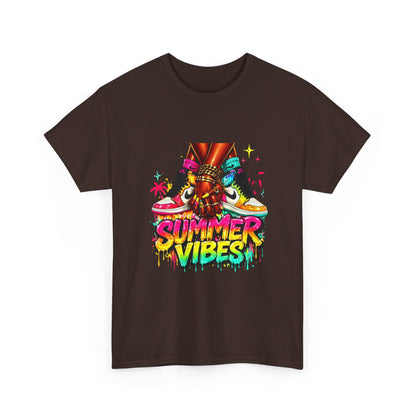 Summer Vibes T-Shirt — Colorful Tropical Skateboard Graphic Tee