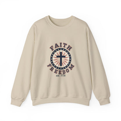 Faith & Freedom Cross Crewneck Sweatshirt, patriotic faith-based vintage Americana