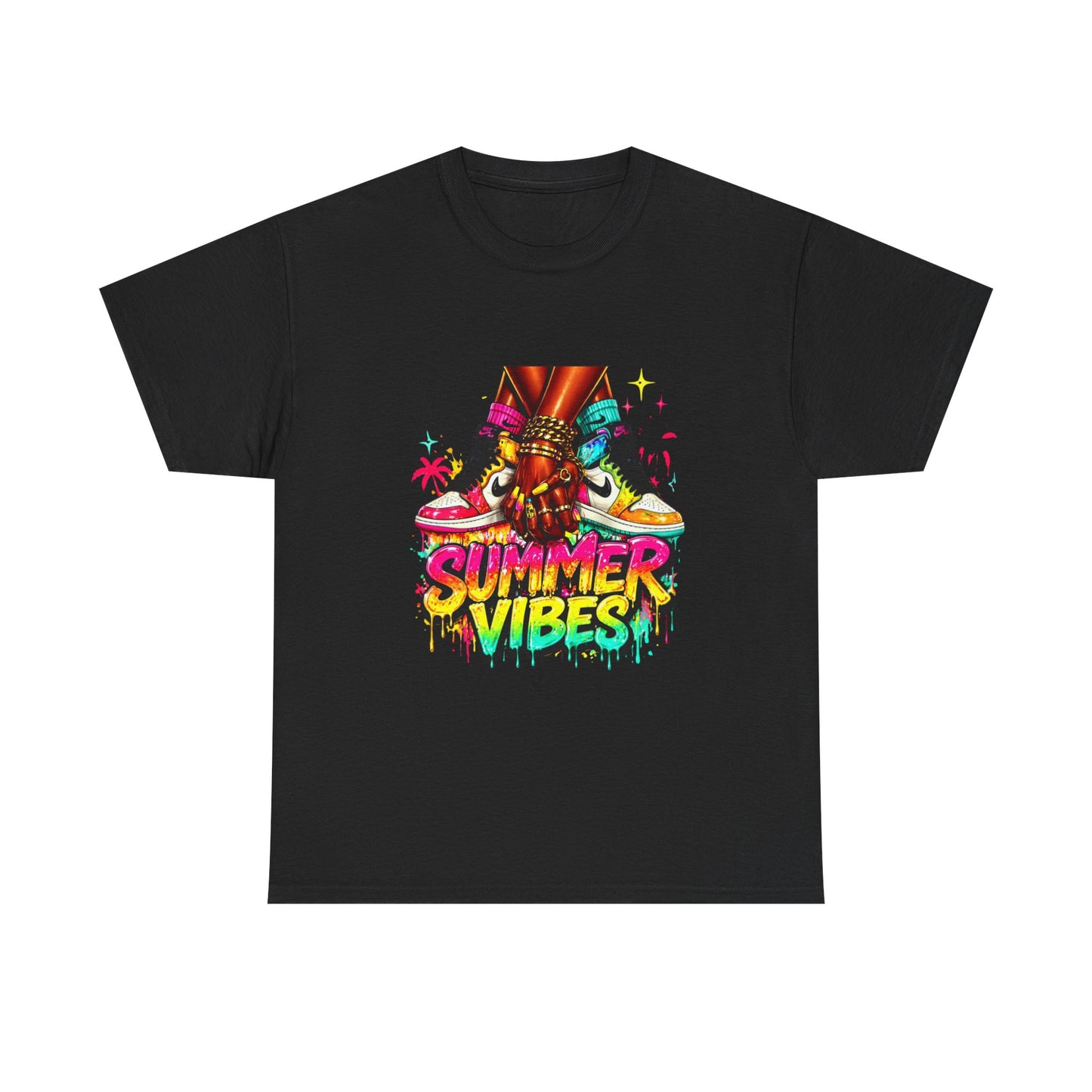 Summer Vibes T-Shirt — Colorful Tropical Skateboard Graphic Tee