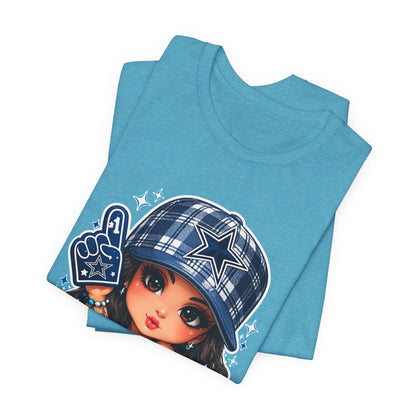 Cowboys Fan Girl T‑Shirt — Cute Tattooed Cheerleader Design