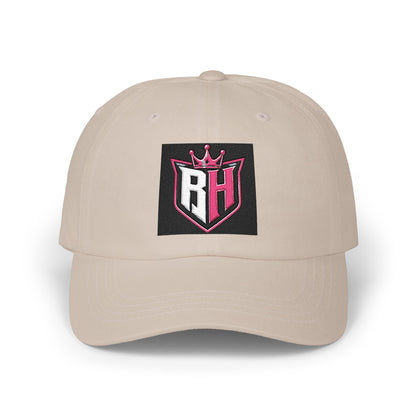 Dad Cap with Pink Crown RH Shield Embroidered Logo — Classic Baseball Hat for Moms & Dads
