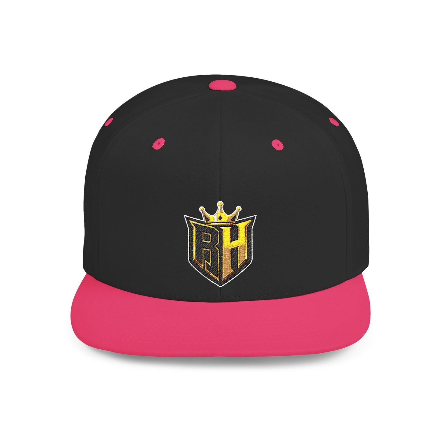 Snapback Hat — Gold Crown Shield Logo Flat Bill Cap