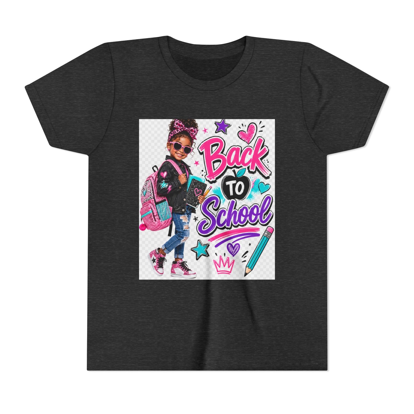 Back to School Kids Tee — Colorful Girl Backpack Design