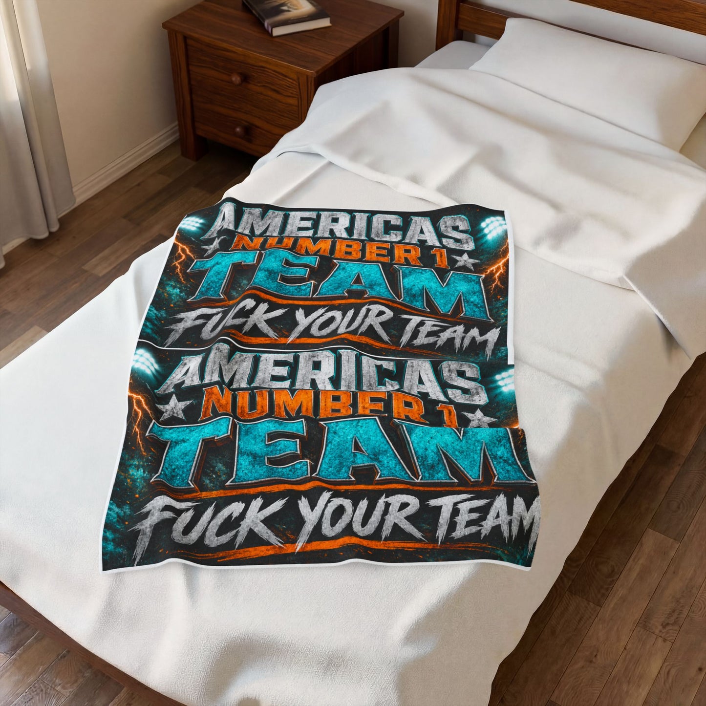 Velveteen Blanket — "America's Number 1 Team / F*** Your Team" Graphic Plush Throw