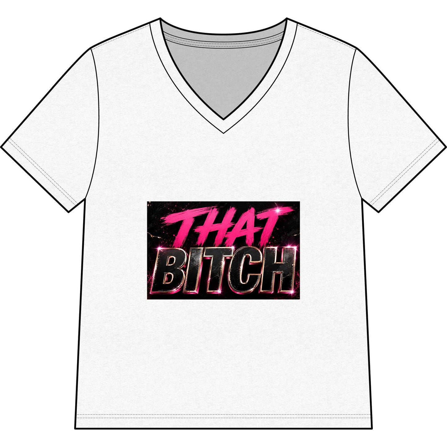 That Bitch V-Neck Tee — Bold Retro Neon Graphic Shirt for Women