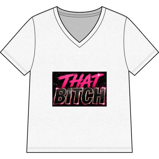 That Bitch V-Neck Tee — Bold Retro Neon Graphic Shirt for Women