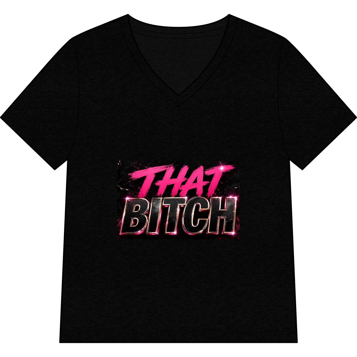 That Bitch V-Neck Tee — Bold Retro Neon Graphic Shirt for Women