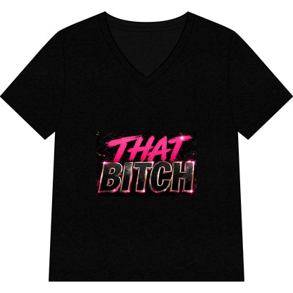 That Bitch V-Neck Tee — Bold Retro Neon Graphic Shirt for Women