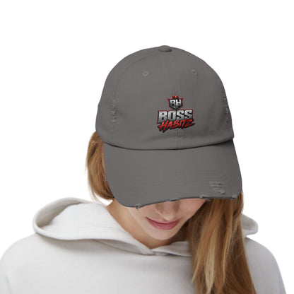 Boss Habitz Distressed Cap — Embroidered Logo Baseball Hat