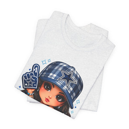 Cowboys Fan Girl T‑Shirt — Cute Tattooed Cheerleader Design