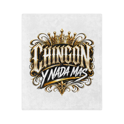 Velveteen Microfiber Blanket — "Chingón y Nada Más" Gold Crown Decorative Throw