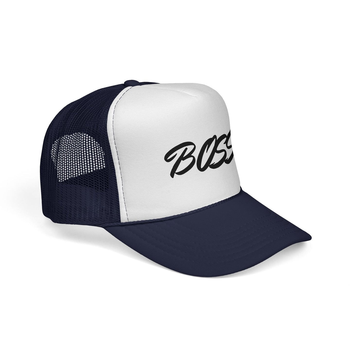 BOSS Trucker Cap — Bold Script Mesh Back Hat for Leaders & Street Style