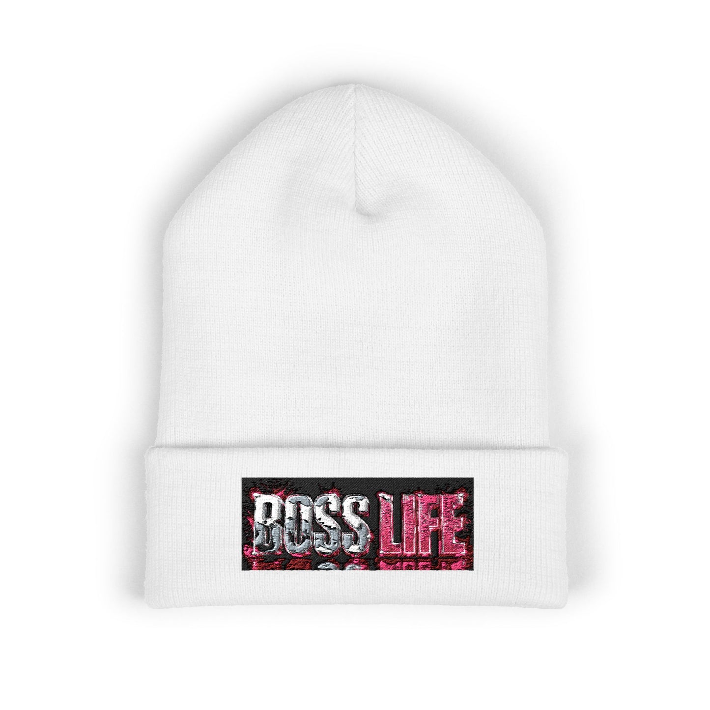 Boss Life Embroidered Cuffed Beanie — Streetwear Knit Hat for Confident Style