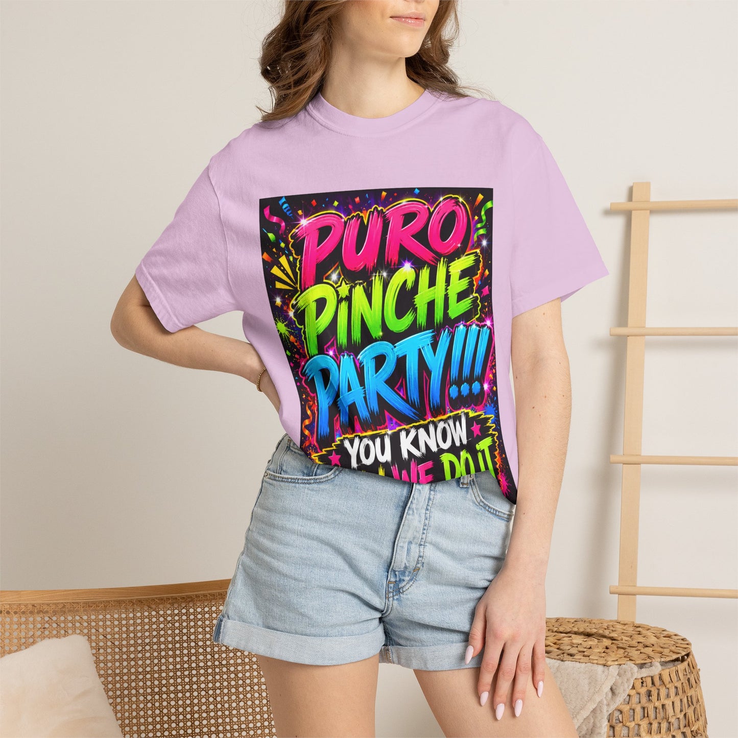 Puro Pinche Party T-Shirt — Neon Fiesta Graphic Tee (You Know How We Do It)