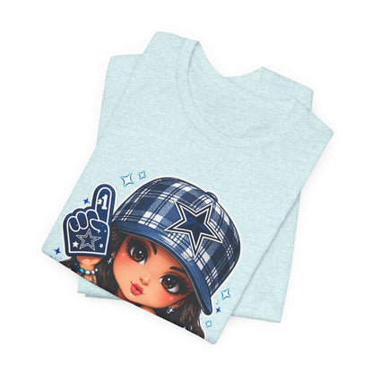 Cowboys Fan Girl T‑Shirt — Cute Tattooed Cheerleader Design