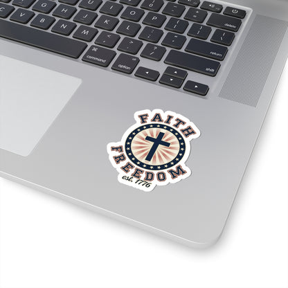 Faith & Freedom Cross Sticker | Patriotic, Faith-Based 4th of July