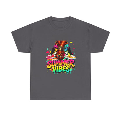 Summer Vibes T-Shirt — Colorful Tropical Skateboard Graphic Tee