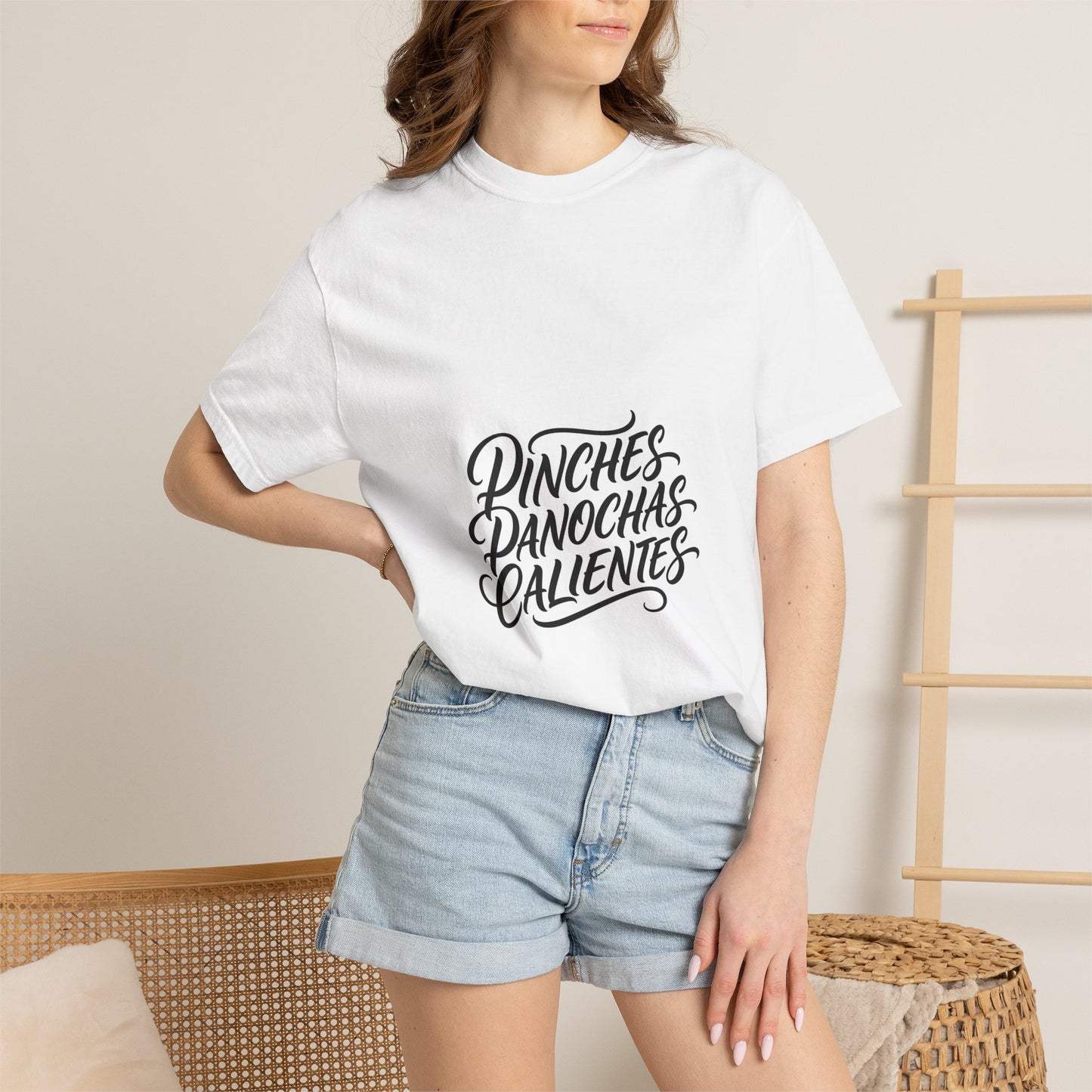 Pinches Panochas Calientes T-Shirt — Spanish Script Graphic Tee